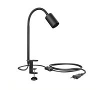 ledscom.de Lampada a morsetto, collo d'oca LELE, interruttore, nero opaco, 1x E27 max. 60W, moderna, luce d'accento, intercambiabile, luce da lettura, luce da letto, luce da lavoro, luce per interni,