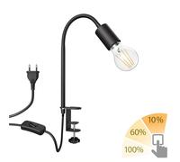 Lampada a morsetto E27 LELE con collo d'oca nero incl. LED E27 dimmerabile in 3 [EEK: D]