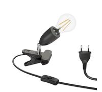ledscom.de Lampada a morsetto E27 LIK, nera in ilamento di lampada LED 1600lm bianco caldo