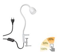 Lampada a morsetto GU10 KLUK con collo d'oca bianco incl. GU10 dimmerabile in 3 [EEK: F]