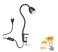 Lampada a morsetto GU10 KLUK con collo d'oca nero incl. GU10 3-step dimmerabile [EEK: F]