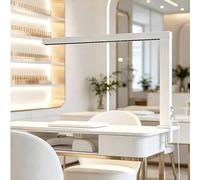 Lampada a morsetto LED a forma di L per onicotecnica, luce senza ombre, 3000-6000k, lampada da scrivania professionale per salone per manicure e illuminazione artigianale(White)