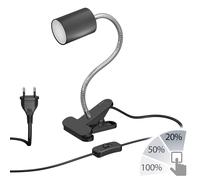 Lampada a morsetto WAIKA a collo d'oca e interruttore nero opaco + lampada LED