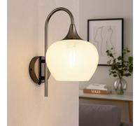 Lampada A Muro In Cristallo Curva In Metallo Nero-Cromo Con Vetro E27 [EEK: Inaditato]