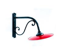 Lampada a muro per esterno in ferro battuto e piatto rosso attacco E27 per LED