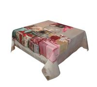 Lampada a olio vintage con fiocco rosso tovaglia lavabile tavolo da pranzo copritavolo decorativo per cucina 60 "x 60"