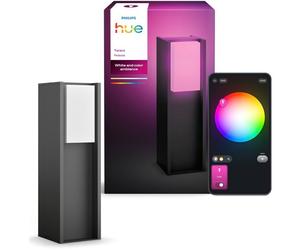 Lampada a paletto a basso profilo - PHILIPS HUE - Turaco - Grigio antracite - IP44 - Luce bianca e colorata - 1100 lumen