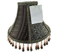 Lampada A Paralume A Campana Con Perline E Frange, Nera/Marrone 10 X 6,5 Pollici