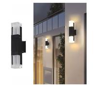 Lampada a parete Luci da parete per esterni con sensore, luci a parete in metallo nero a 2 luci, lanterna a parete in alluminio con applique, lanterna a parete IP54 LAMI SPOTTURE ATTRAVERSI NOTTE PER