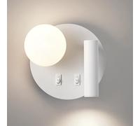 Lampada a Parete Rotonda a Parete a Muro Monte a Parete Letto Letto Letto Leggero con Interruttore luci del Letto Camera da Letto in Vetro Globo per Soggiorno (Colore: nero-6000k, Dimensioni: a