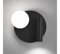 Lampada a Parete Rotonda a Parete a Muro Monte a Parete Letto Letto Letto Leggero con Interruttore luci del Letto Camera da Letto in Vetro Globo per Soggiorno (Colore: nero-6000k, Dimensioni: a