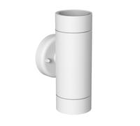 Lampada a parete WEDO per esterni in acciaio inox bianco IP44 a due luci per [EEK: F]