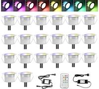 Lampada a pavimento da incasso, a LED, telecomandata 0.5 W, RGB, impermeabile, IP67, Ø 45 mm, illuminazione per terrazzo, patio, sentiero, parete, decorazione, interno ed esterno (confezione da 20)