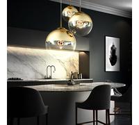 Lampada A Pendolo Di Lusso Con Sfere Di Vetro Oro Per Camera Da Letto [EEK: F]