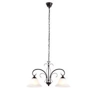 Lampada a pendolo retrò da soffitto a luce ruggine sala da pranzo con ottica alabastro in un set che include lampadine a LED
