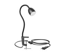 ledscom.de Luce a morsetto GU10 KLUK con collo d'oca, nero in U10, bianco caldo, 4,914W, 450lm