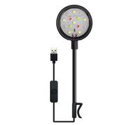 Lampada a pinza per acquario, lampada a pinza rotante a 360°, piccola lampada a pinza per acquario con angolo regolabile, illuminazione acquario colorato, luce universale per acquario d'acqua