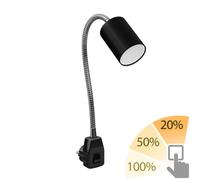 Lampada a presa GU10 WAIKA interruttore a collo d'oca nero incl. GU10 LED a 3 [EEK: F]