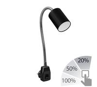Lampada a presa GU10 WAIKA interruttore a collo d'oca nero incl. GU10 LED a 3 [EEK: F]