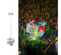 Lampada a sfera a rete solare sospesa con ciondolo a farfalla, illuminazione esterna ad energia solare per giardino, cortile e vialetti con sensore di luce automatico (luce colorata)
