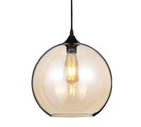 Lampada a sfera lampada a sospensione lampada a sospensione lampada a sospensione lampada a sospensione sala da pranzo, metallo nero vetro ambra forma sferica, 1x attacco E27, DxHxL 30x28x100 cm