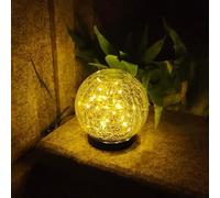 lampada a sfera solare all'aperto, impermeabile a crepa di vetro lampada solare per la strada cortile cortile prato, lampada a sfera paesaggio decorazione all'aperto (Bianco caldo, 12CM 30LED)