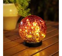 lampada a sfera solare all'aperto, impermeabile a crepa di vetro lampada solare per la strada cortile cortile prato, lampada a sfera paesaggio decorazione all'aperto (Gradiente Rosso, 10CM 20LED)