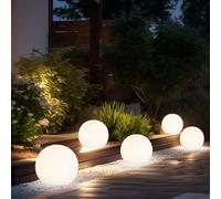Lampada A Sfera Solare Da Esterno LED Bianca Con Picchetto Da Giardino Set Da 5
