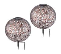 Lampada a sfera solare Lampada a sfera solare da esterno da giardino, punzonatura decorativa, argento antico oro, BATTERIA LED, PxA 27 x 38 cm, set da 2
