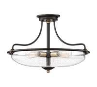 Lampada a Soffitto 3 Luci Kalf In Acciaio Bianco A Bracci E Sfere In Vetro Opalino E Oro