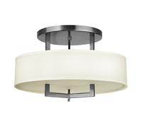 Lampada a Soffitto 3 Luci Kalf In Acciaio Nero A Bracci E Sfere In Vetro Opalino E Oro