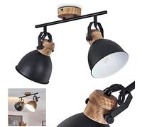 Lampada a soffitto Banjul, lampada a soffitto in metallo nero/marrone, 2 x attacco E27, Ø paralume 15 cm, altezza 28 cm, illuminazione a soffitto in stile industriale, 2 luci, senza lampadina/e