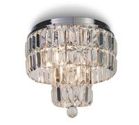 Lampada a Soffitto Classica Impero Acciaio Cromo Vetro Trasparente 4 Luci E14