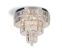 Lampada a Soffitto Classica Impero Acciaio Cromo Vetro Trasparente 6 Luci E14