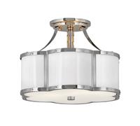 Lampadario Contemporaneo Chance Acciaio Nichel Lucido Vetro Bianco 2 Luci E27