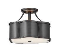Lampada A Soffitto Contemporanea Chance Acciaio Ottone Annerito Vetro 2 Luci E27