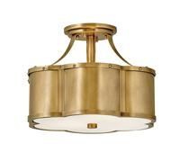 Lampada A Soffitto Contemporanea Chance Acciaio Ottone Antico Vetro 2 Luci E27