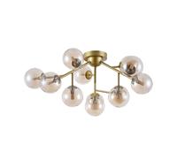 Lampadario Contemporaneo Dallas Metallo Oro 12 Luci Diffusori Ambra
