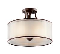 Lampada A Soffitto Contemporanea Lacey Acciaio Bronzo Antico Tessuto 3 Luci E27