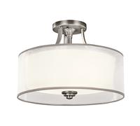 Lampada A Soffitto Contemporanea Lacey Acciaio Peltro Antico Tessuto 3 Luci E27