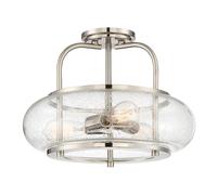 Lampadario Industrial Nordico Trilogy Metallo Nichel Spazzolato 3 Luci E27