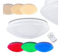 Lampada a soffitto LED Brighton, lampada a soffitto con cambiacolori RGB e telecomando, effetto glitter, dimmerabile con ottica cielo stellato e funzione luce notturna, 12 watt, 850 lumen, 3000 K
