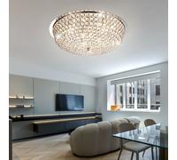 Lampada A Soffitto LED Cromo Luce Treccia Cristalli Soggiorno Camera da Letto