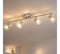 Lampada A Soffitto LED Metallo Cromo Bianca Cristalli Spot Mobile Illuminazione