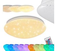 Lampada a soffitto LED Norton STAR, lampada a soffitto con effetto glitter, cambiacolori RGB e telecomando, 15 Watt, 900 Lumen, 3000 K, lampada da bagno dimmerabile con effetto cielo stellato, IP44