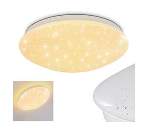 Lampada a soffitto LED Norton STAR, lampada a soffitto con effetto glitter in metallo di colore bianco, 12 Watt, 900 Lumen 3000 K, luce con ottica cielo stellato, IP44, adatta anche per il bagno