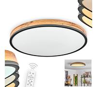 Lampada a soffitto LED Salmi in metallo/MDF/plastica in nero/look legno/marrone/antracite, dimmerabile con telecomando, Ø60 cm, 400-3500 lumen, 2700-4000-6000K, 1 x LED 40W (incl.) IP20
