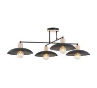 Lampada A Soffitto Minimal Ishtar Acciaio Nero 4 Luci E27 Ip20