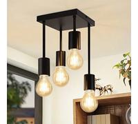 Lampada a soffitto moderna in stile americano a 4 luci per sala da pranzo, camera da letto, studio, soggiorno, lampada a sospensione creativa, luce per scale, escluse le lampadine Testa quadrataFerro