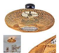 Lampada a soffitto Mulstrand, lampada a soffitto moderna in metallo e sisal in nero/natura, lampada dal design vintage con effetto luce, 2 luci, 2 x attacco E27, senza lampadina/e